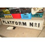 A G.W.R. HANGING WOODEN SIGN PLATFORM NO.1, believed to be from Hockley Station, black painted