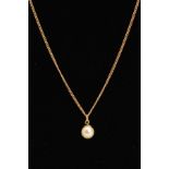 A MODERN CULTURED PEARL PENDANT, together with a fine curb chain, measuring 500mm in length,