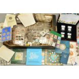 A LARGE BOX CONTAINING MAINLY UK COINAGE, contained in plastic envelopes, year sets, a 1948
