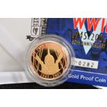 A ROYAL MINT BOXED GOLD PROOF TWO POUND COIN 1945-2005, 60th Anniversary with certificate of