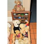 A DISPLAY STAND CONTAINING TWENTY DIE CAST VEHICLES, together with a box of Teddy Bears (Rowbears