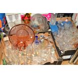 THREE BOXES OF GLASSWARE, boxed and loose, including Tutbury Crystal vases, swan figures etc (