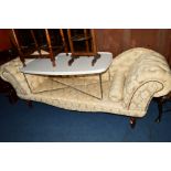 A CREAM FLORAL UPHOLSTERED SCROLLED TWO SEATER SOFA, width 197cm
