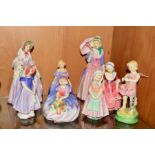 EIGHT ROYAL DOULTON FIGURES, 'He Loves Me' HN2046, 'Tootles' HN1680, 'Goody Two Shoes' HN2037, 'Miss