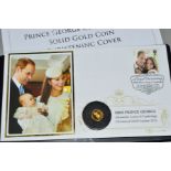 A 2013 COMMEMORATIVE GOLD 25 PENCE AND STAMP SET, to commemorate the christening of HRH Prince