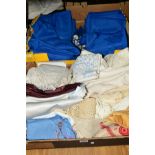 TWO BOXES OF TABLE LINEN, including embroidered items (two boxes)