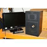 A SHARP 18'' LCD TV, together with an Alba and a Panasonic component hi fi, each with two