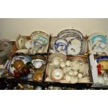 SEVEN BOXES OF CERAMICS, GLASS, STONEWARE ETC, to include tablewares (Royal Worcester 'Evesham',