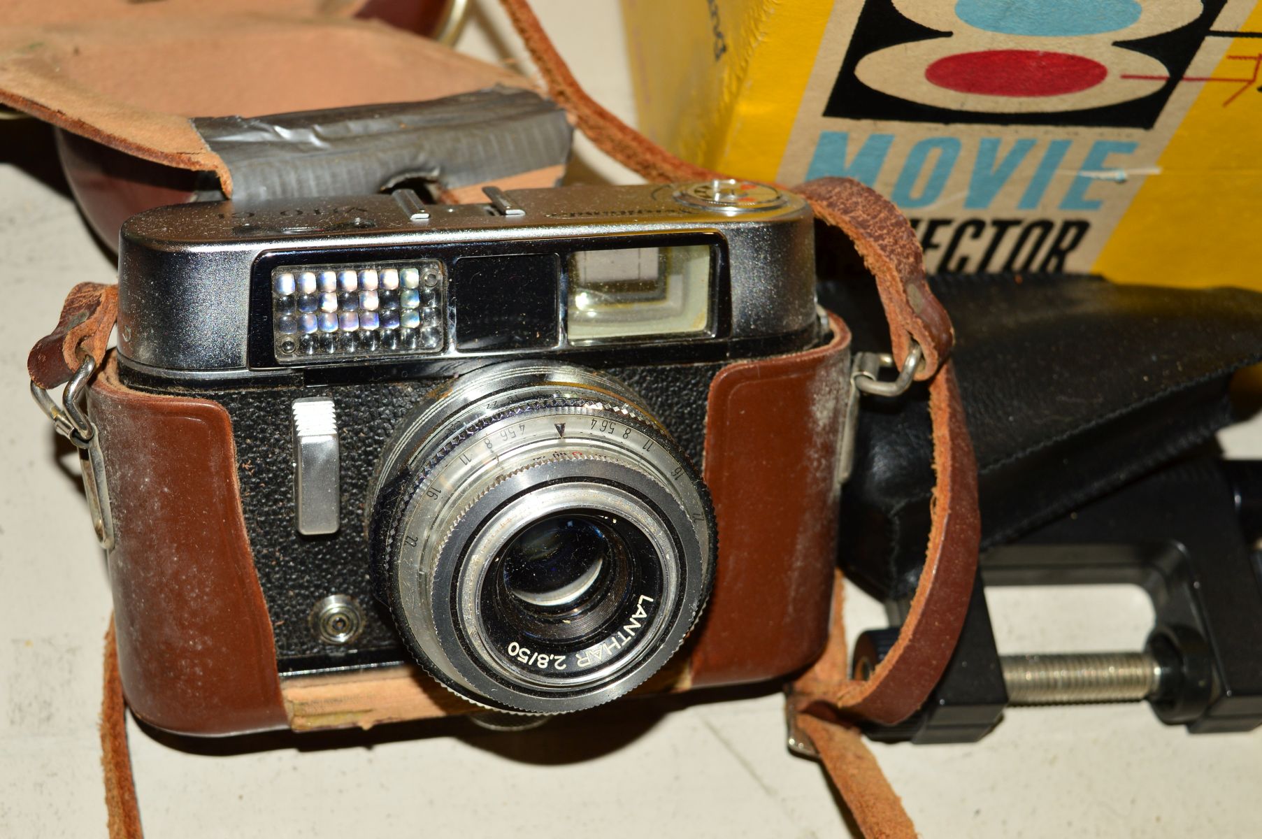 A BOX OF CAMERAS AND EQUIPMENT, including a Voigtlander Vito 2, Vito CL, a Kodak Popular Brownie, - Image 2 of 3