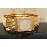 ASTON GERARD GOLD PLATED QUARTZ WRISTWATCH, rectangular diamond case, lugs and beginning of