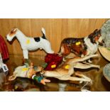 A GROUP OF DISTRESSED CERAMIC ANIMALS, to include Royal Doulton 'Crackley Startler' HN 1007, '