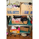 SEVEN BOXES OF LADIES CLOTHING, BAGS AND FOOTWEAR, clothing various sizes, footwear approximate