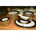 AYNSLEY 'GEORGIAN-COBALT 7348' PART DINNERWARES (seconds), to include fourteen 26.5cm plates, twelve