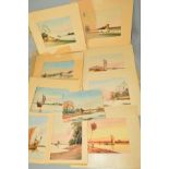 TEN WATERCOLOUR PAINTINGS OF ORIENTAL SCENES, mostly boats on the water, signed M.Sanu, circa mid