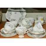 ROYAL ALBERT 'SILVER MAPLE' TEASET, to include cake plate, milk jug, sugar bowl, six cups, six