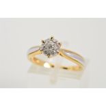 A BI-COLOUR DIAMOND CLUSTER RING, designed as eight brilliant cut diamonds in a circular cluster,