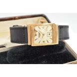 LONGINES WRISTWATCH RECTANGULAR CASE WITH INTERLOCKING DESIGN, 10ct gold filled case, 17 jewel