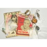 TWO 1920'S/1930'S THEATRE AND CASINO CATALOGUES AND A SELECTION OF COSTUME JEWELLERY, to include a