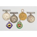 A SELECTION OF MEDALS AND MEDALLIONS, to include two enamel medallions, three British War medals and