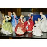 SIX ROYAL DOULTON FIGURES, to include 'Autumn Breezes' HN1934, boxed 'Hannah' HN4052, 'Buttercup'