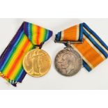 TWO WWI MEDALS AND RIBBONS, the first a British War medal, the second an Allied Victory medal,