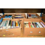 FIVE BOXES OF BOOKS, including cookery, gardening, history, travel etc