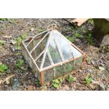 A 19TH CENTURY WHITE PAINTED MINI GREEN HOUSE, with removable top and handle, height 40cm x width