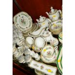 COALPORT 'MING ROSE' DINNER/TEAWARES AND TRINKETS, to include teaport, coffee pot, dinner plates,