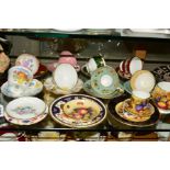 VARIOUS TEAWARES AND TRINKETS, to include Aynsley 'Orchard Gold' coffee can (chipped), a side plate,