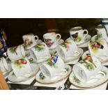 A SET OF SIX ROYAL WORCESTER COFFEE CUPS AND SAUCERS, from 'Best-Loved Birds' collection for Compton