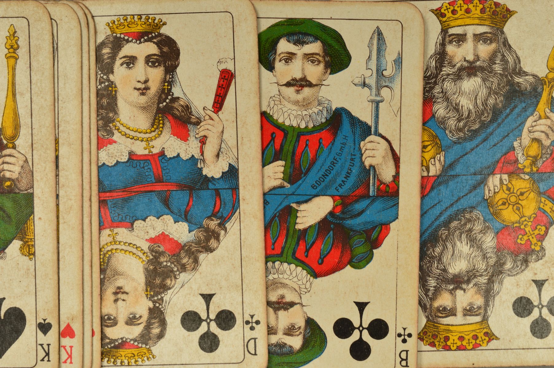 PLAYING CARDS, GERMANY, DONDORF, FRANKFURT, Rhineland pattern, Standard Courts, Ace each have two - Bild 2 aus 2