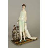 AN ALBANY BONE CHINA AND BRONZE FIGURINE, 'Ritz' from the twenty's series, height 20cm