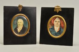 A EARLY 19TH CENTURY OVAL PORTRAIT MINIATURE ON IVORY, inscribed on card mount verso 'Taken by
