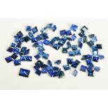 A SELECTION OF SQUARE CUT SAPPHIRES, ranging between 2-3.5mm, approximate combined weight 30.01cts