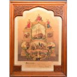 A LATE VICTORIAN OAK FRAMED THE HEARTS OF OAK BENEFIT SOCIETY CERTIFICATE, the rectangular frame