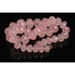 ROSE QUARTZ FACETED BEAD NECKLACE, comprising approximately 39 beads, graduating in size between