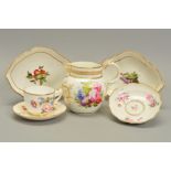 A SMALL COLLECTION OF 18TH AND 19TH CENTURY DERBY PORCELAIN, comprising a Chelsea Derby saucer for a