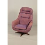 SLATTE GUNGAN, a 1960's upholstered swivel lounge chair (condition: frame solid) (this does not