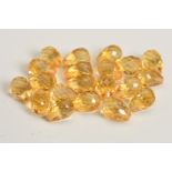 CITRINE FACETED DROP BEADS, comprising approximately 20 pieces, measuring approximately 9mm x 5mm,