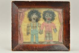 AN AMERICAN FOLK ART COLLAGE DEPICTING AN AFRICAN AMERICAN MAN AND WOMAN, both are depicted