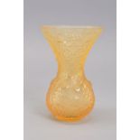 A MODERN LALIQUE ARABESQUE PATTERN VASE, gold lustre finish, moulded with birds amongst foliate