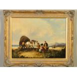 MANNER OF WILLIAM SHAYER (BRITISH 1787-1879), THE KELP GATHERERS, grey pony and covered cart with