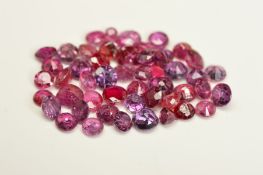 A SELECTION OF RUBIES, round mixed cut rubies, measuring approximately 0.02ct-0.30ct, approximate