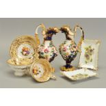 A 19TH CENTURY JOHN RIDGWAY PORCELAIN TRIO, comprising teacup, breakfast cup and saucer, each