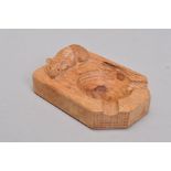 ROBERT THOMPSON OF KILBURN MOUSEMAN OAK ASHTRAY, with carved mouse detail, length 10.5cm x width 7.