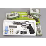 A BOXED DAN WESSON CO2 BB SIX SHOT 4'' REVOLVER TYPE AIR GUN, 6mm calibre, serial No.10L13112,