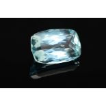A LARGE AQUAMARINE ELONGATED MIX CUT CUSHION, weighing 23.09ct, measuring approximately 23.00mm x