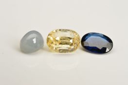 A SELECTION OF SAPPHIRES, to include a star sapphire cabochon weighing 1.95ct, an oval mix cut