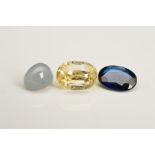 A SELECTION OF SAPPHIRES, to include a star sapphire cabochon weighing 1.95ct, an oval mix cut