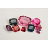 A COLLECTION OF SPINELS, to include a large pink mix cut spinel, measuring approximately 14mm x
